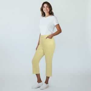 Mario Serrani Women's XL Comfort Stretch Capri Pant Yellow Stripe NWT 9310